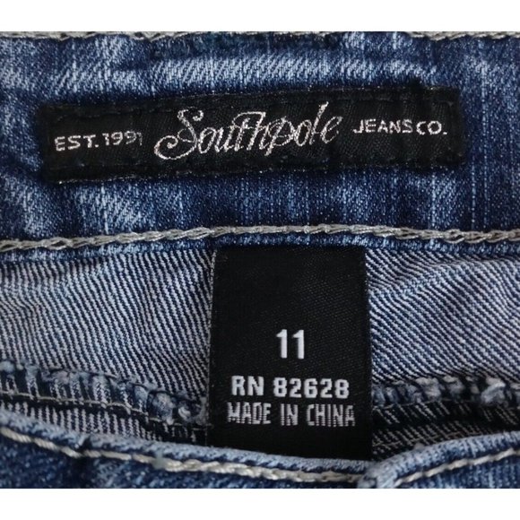 Southpole Women's Metallic Embroidered Stretch Bootcut Jeans Size 11 - Picture 8 of 10